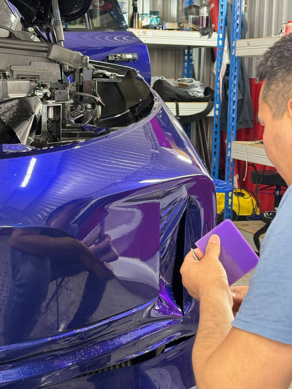PPF на синем авто